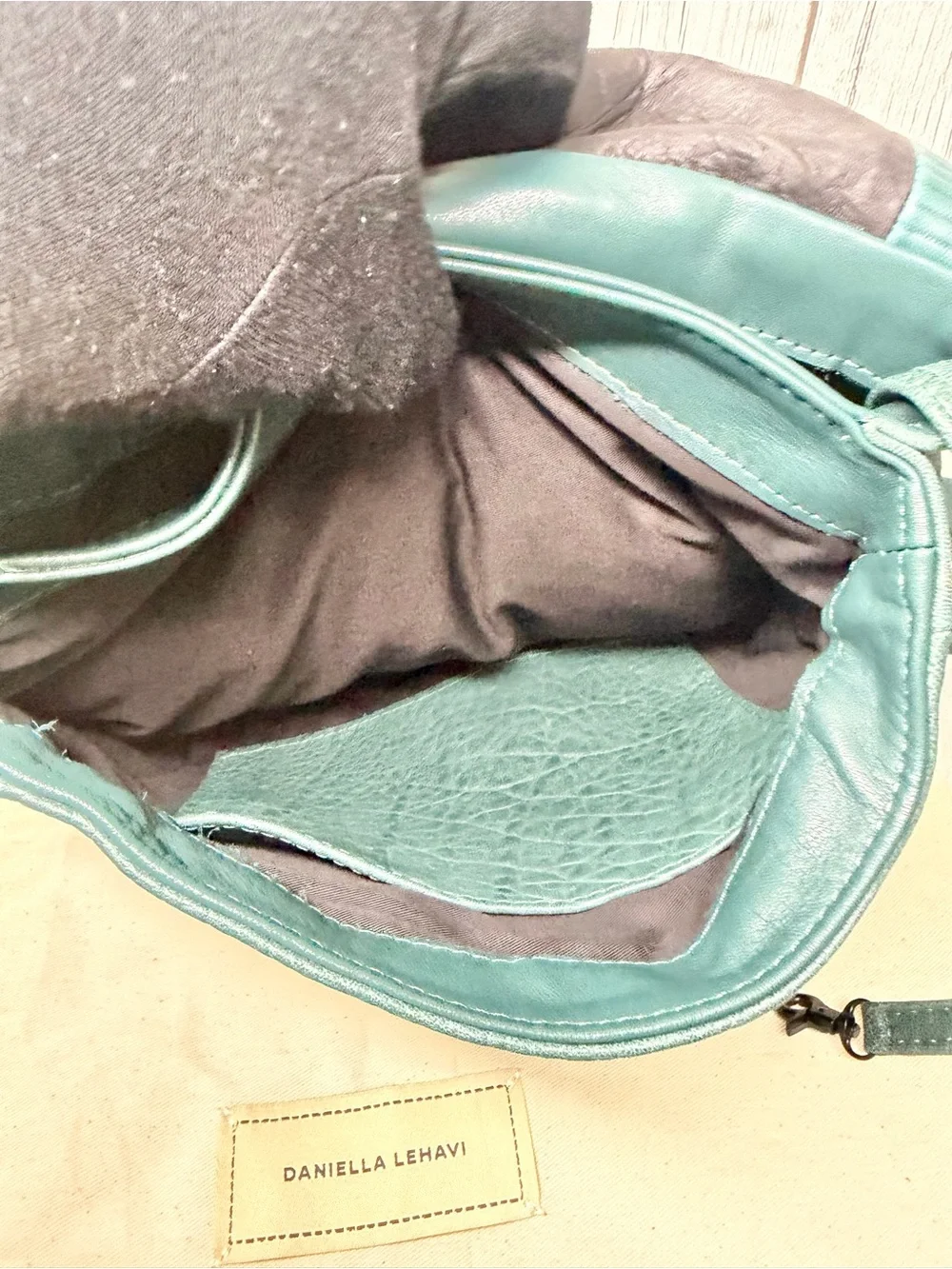 PRE LOVED Daniella Lehavi Teal Leather Shoulder Bag Eva Messenger